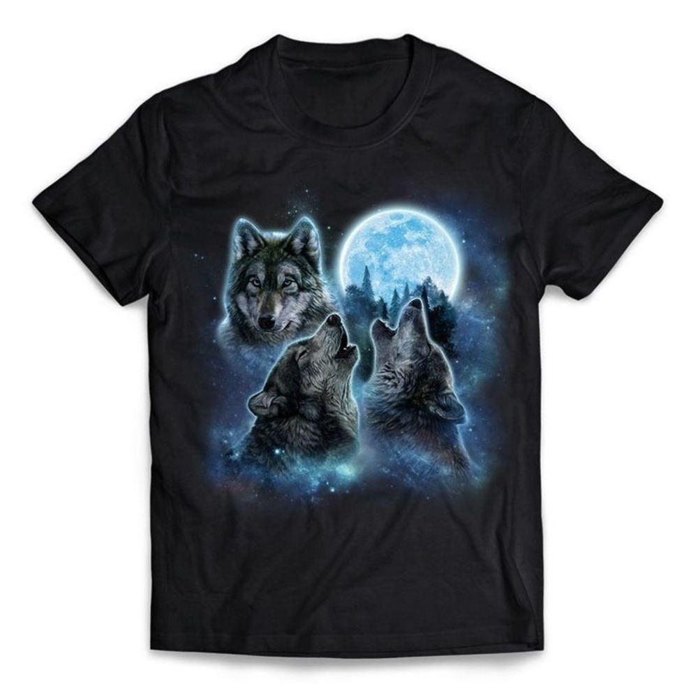 Three Wolves Howling In The Icy Full Moon - Short Sleeve Unisex Shirt